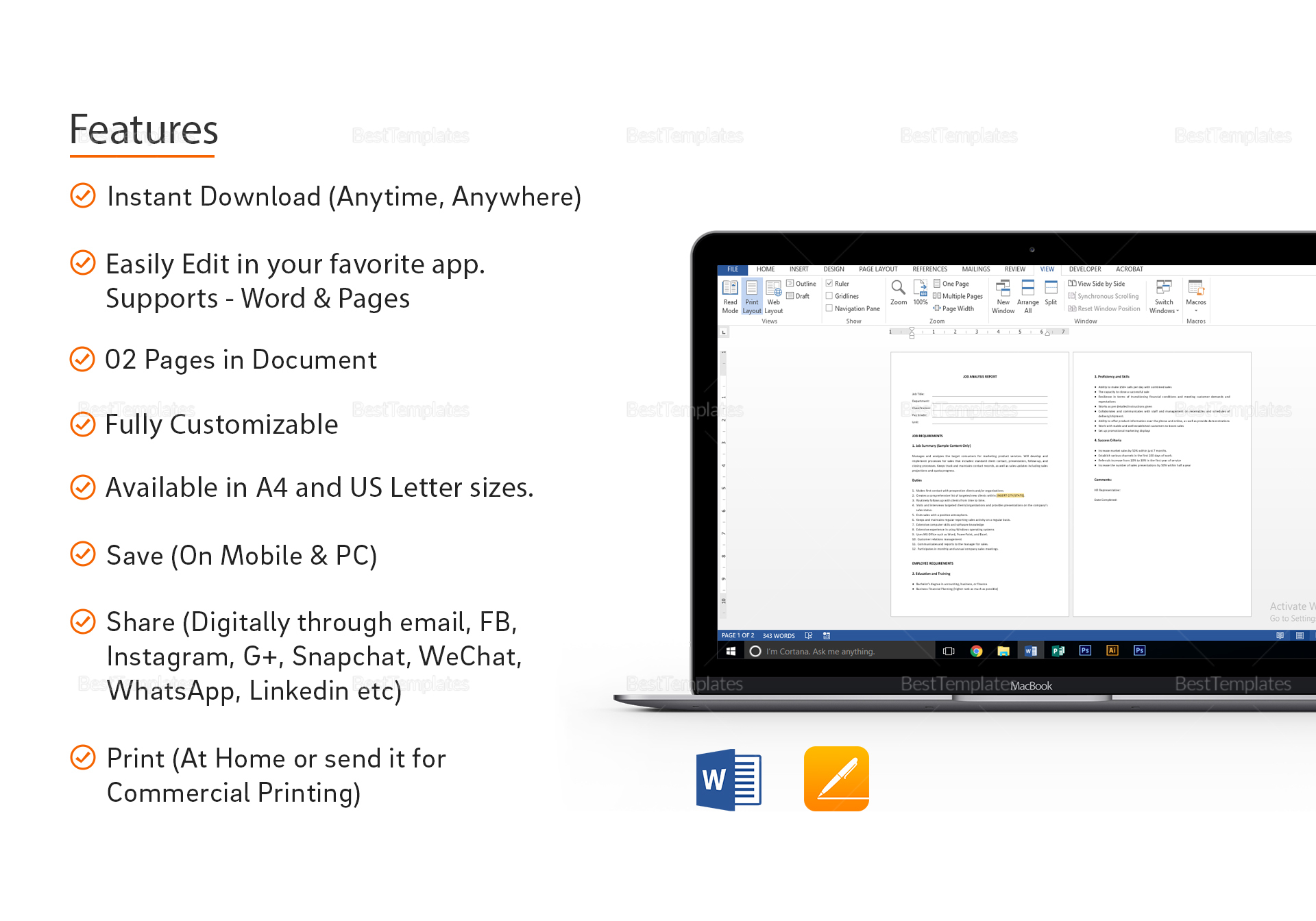 Simple Job Analysis Report Template