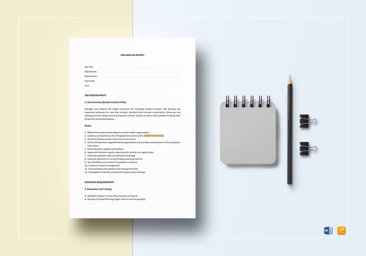 Job Analysis Report Template