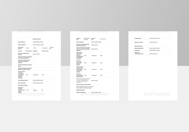 Fall Incident Report Template in Word, Apple Pages