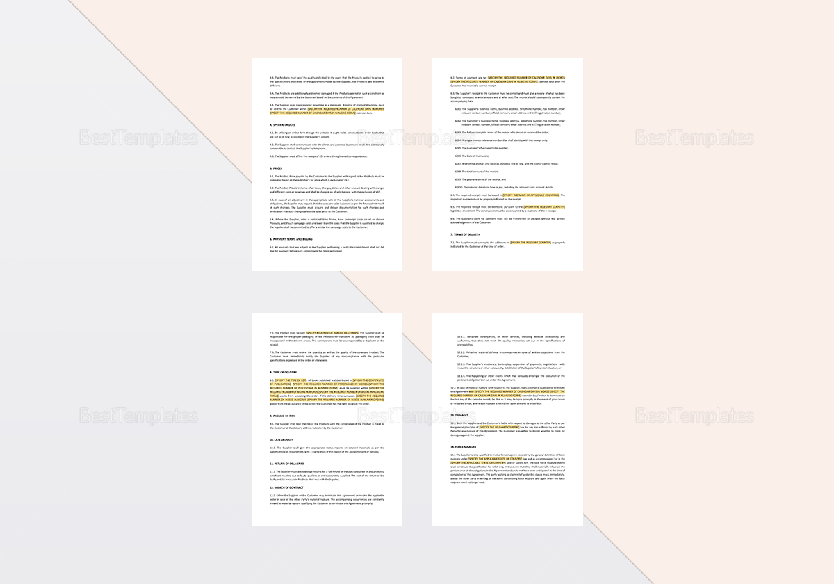 Sample Framework Agreement Template