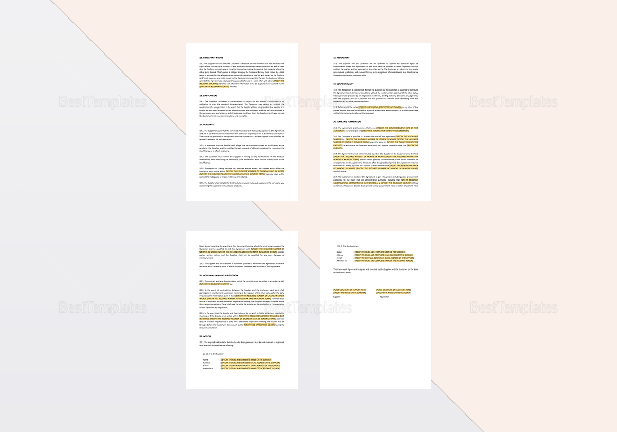 Framework Agreement Template In Word Apple Pages