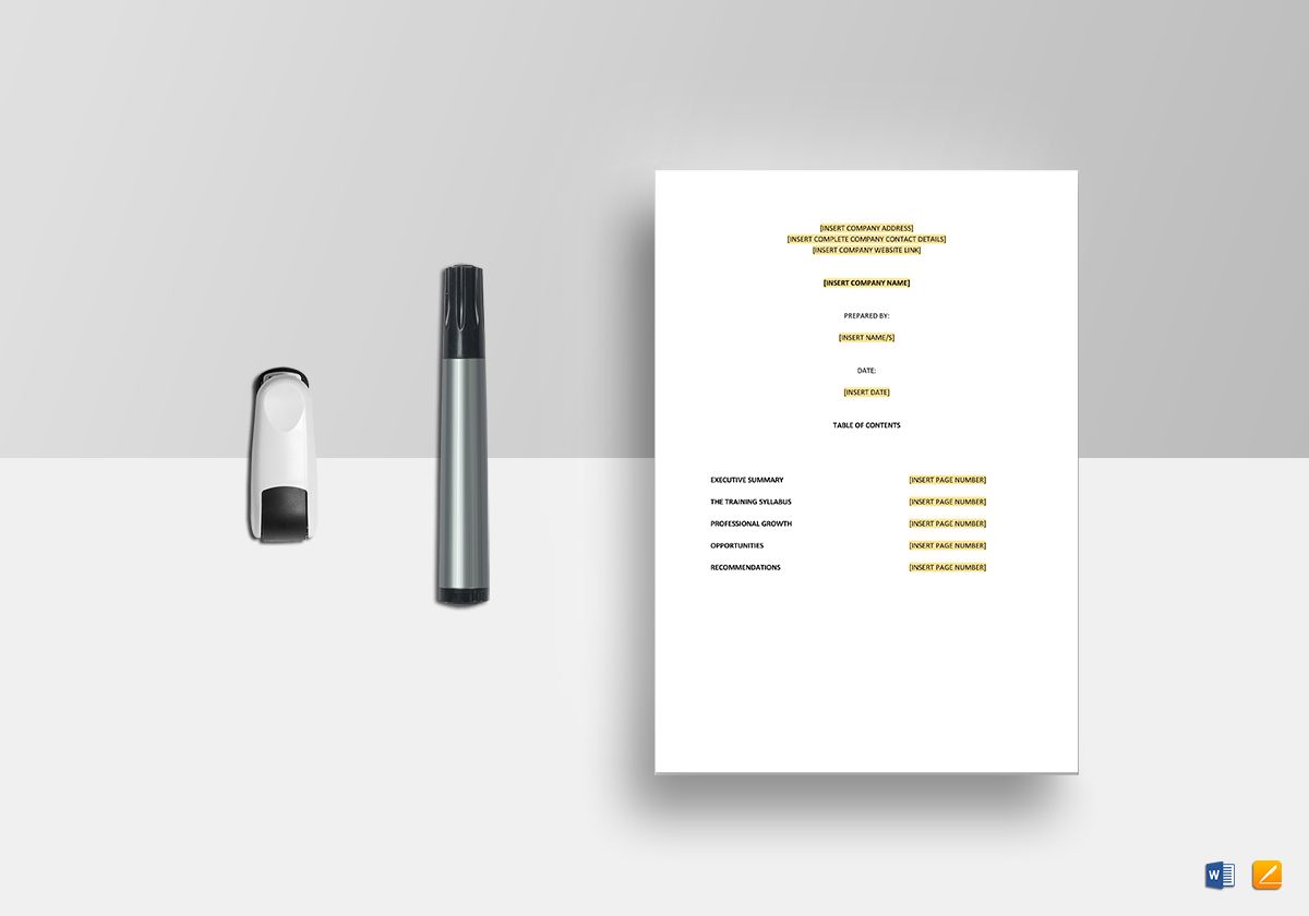 annual training report template training report cover page