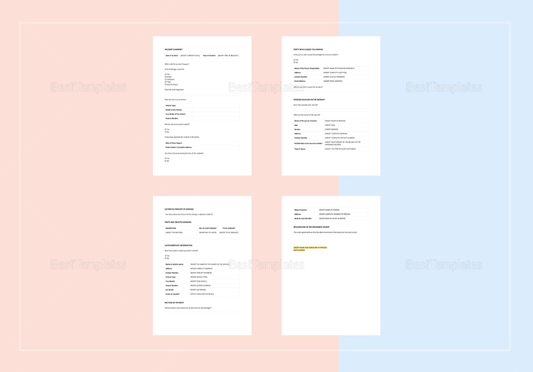 Damage Report for Insurance Template in Word, Apple Pages