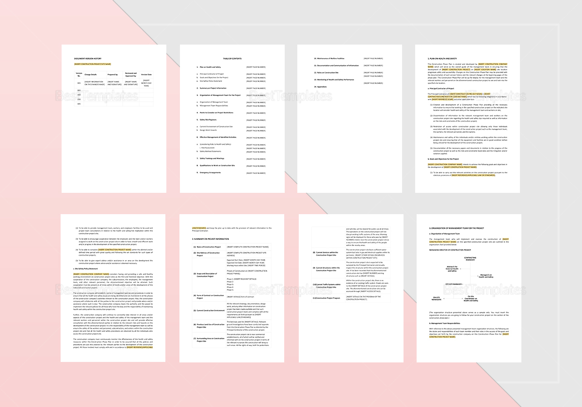 Sample Construction Phase Plan Template