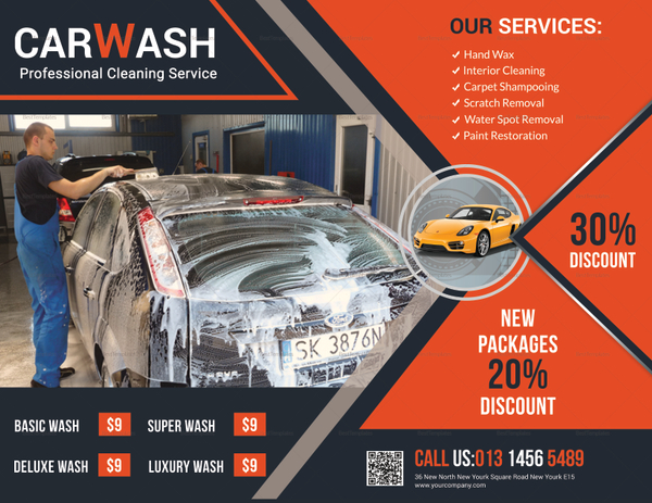 Car Wash Discount Flyer Template in PSD, Word, Publisher