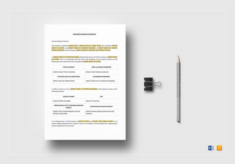 Interior Designer Contract Template in Word, Apple Pages