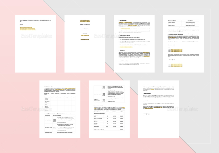 Marketing Research Proposal Template in Word, Apple Pages