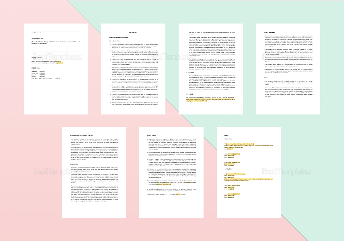 Easy to Edit Project Contract Template