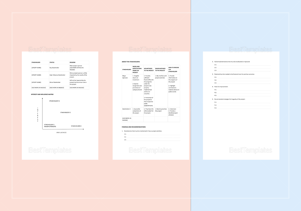 Stakeholder Analysis Matrix Template in Word, Apple Pages