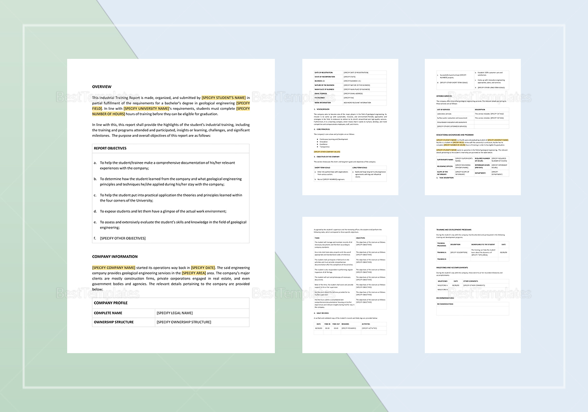 how to make a industrial training report