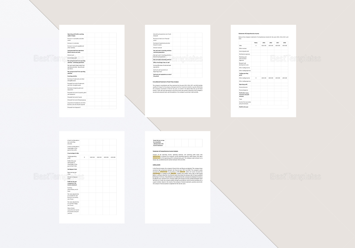 Financial Statement Analysis Template in Word, Apple Pages