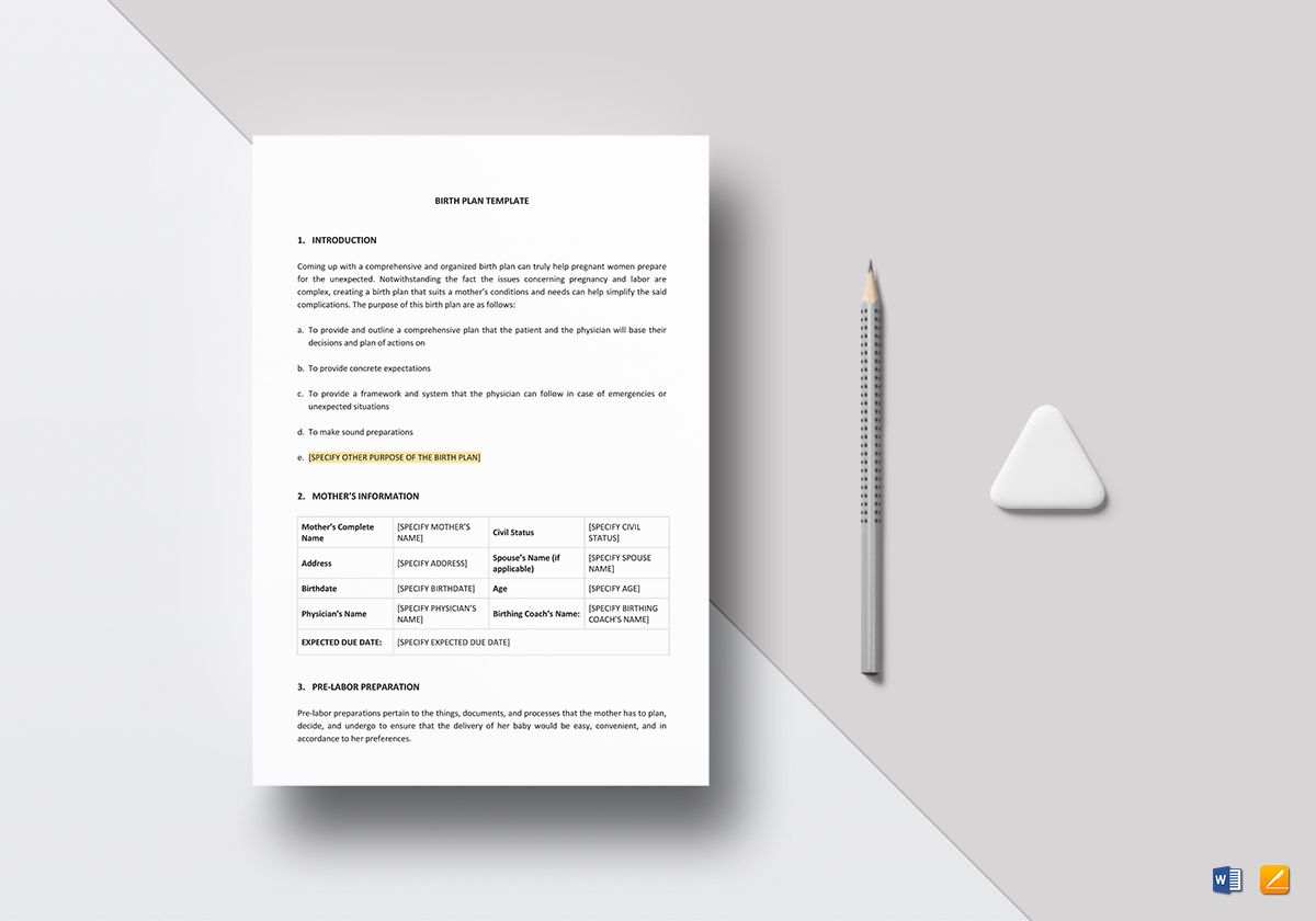 Birth Plan Template