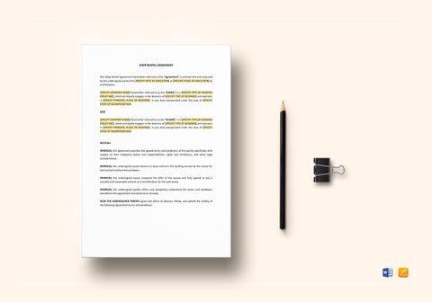 Shop Rental Agreement Template in Word, Apple Pages