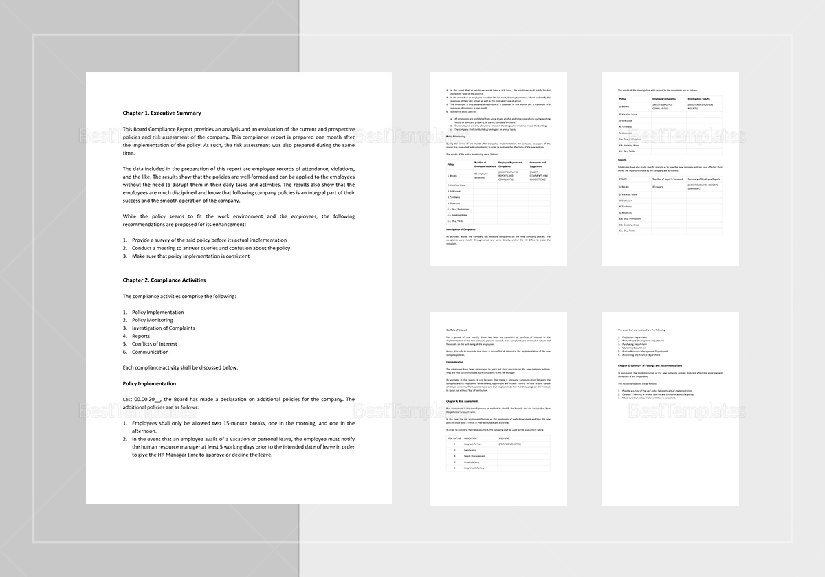 Board Compliance Report Template in Word Apple Pages