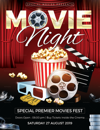 Movie Night Flyer Design Template in Word, PSD, Publisher