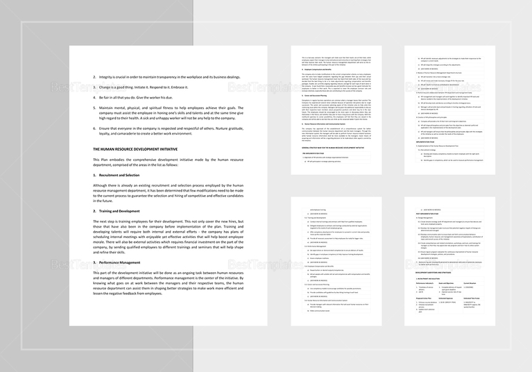 Human Resources Development Plan Template In Word Apple Pages 5300