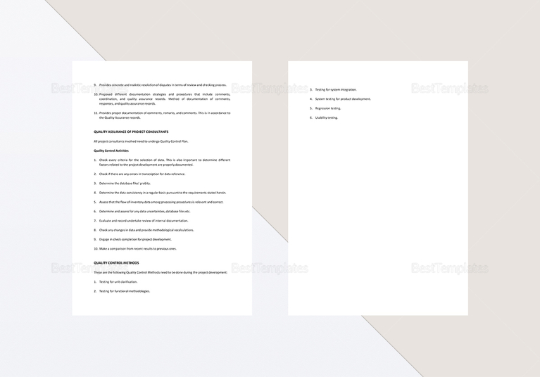 Quality Control Plan Template In Word Apple Pages