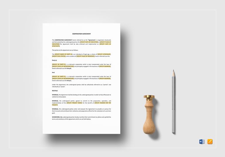 Cooperation Agreement Template In Word Apple Pages