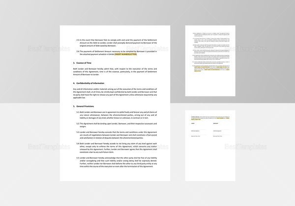 Debt Settlement Agreement Template in Word, Apple Pages