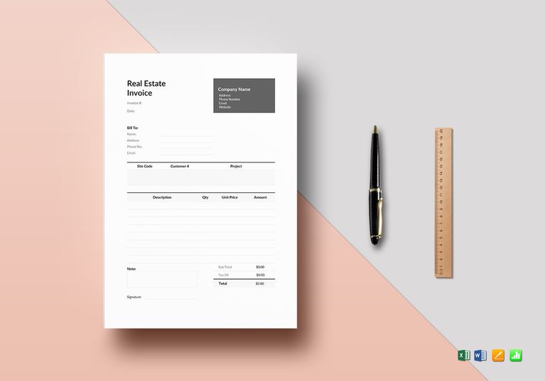real estate invoice template in word excel apple pages numbers