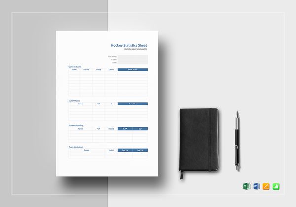 Hockey Statistics Sheet Template In Word Excel Apple Pages Numbers