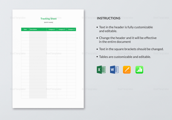 Tracking Sheet Template in Word, Excel, Apple Pages, Numbers