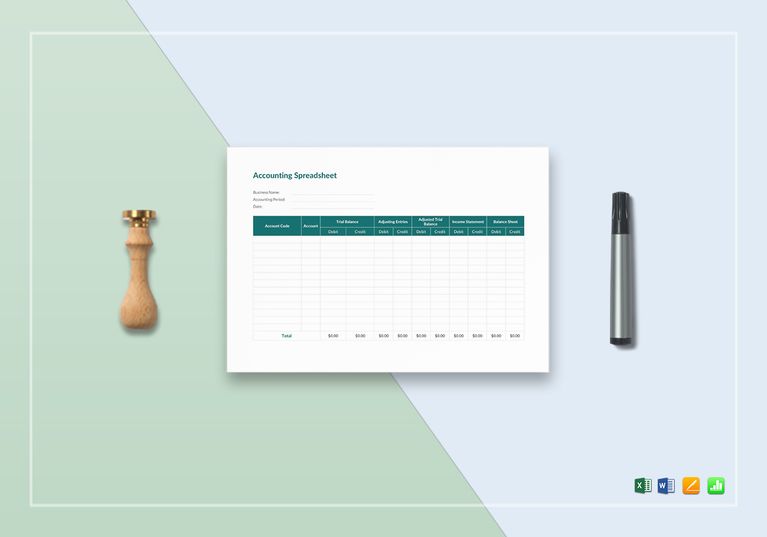 Accounting Spreadsheet Template in Word, Excel, Apple Pages, Numbers