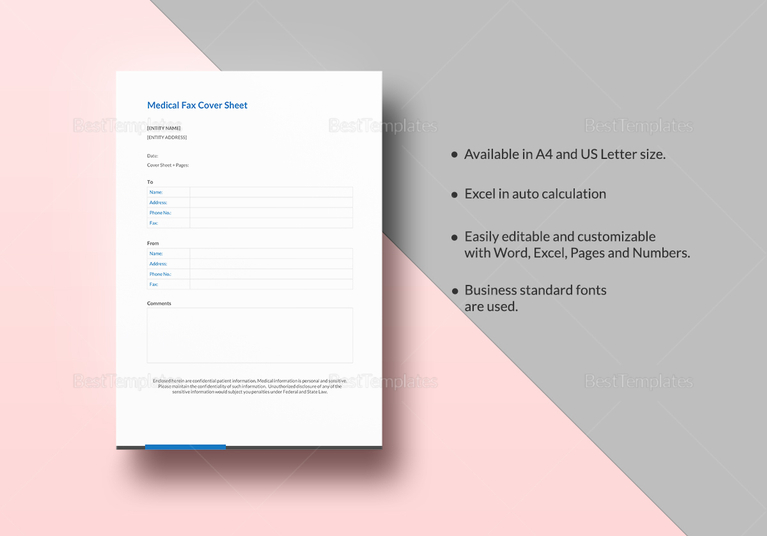 Medical Fax Cover Sheet Template in Word, Excel, Apple Pages, Numbers