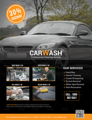 Commercial Car Wash Flyer Design Template in PSD, Word, Publisher