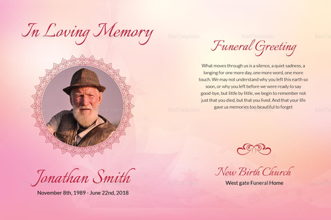 Funeral Greeting Card Template In Adobe Photoshop, Microsoft Word