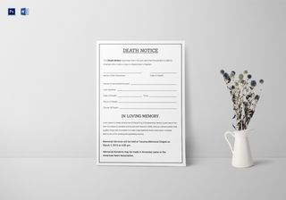 Death Notice Template in Adobe Photoshop, Microsoft Word