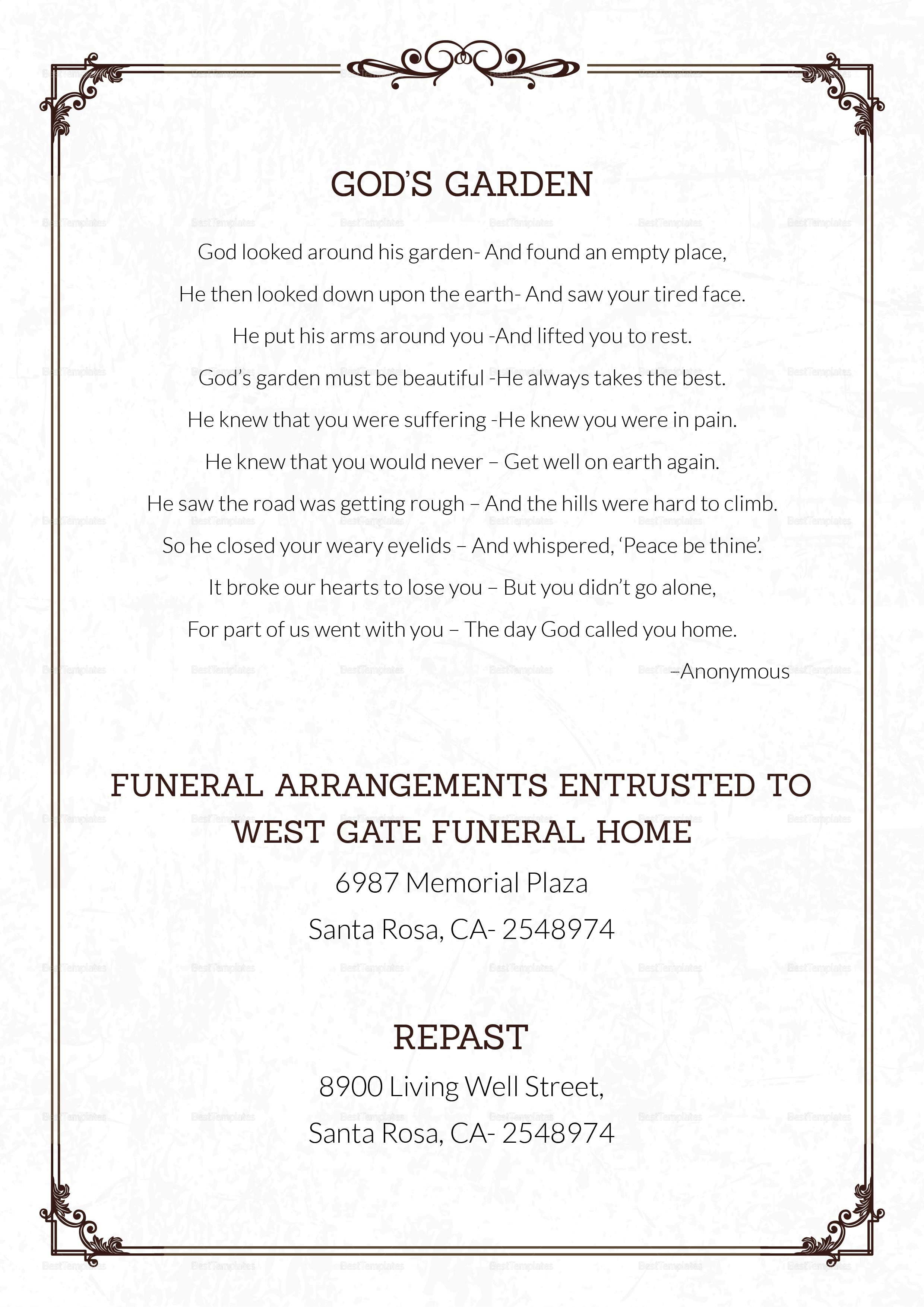 Free Death Announcement Template Word Pdf