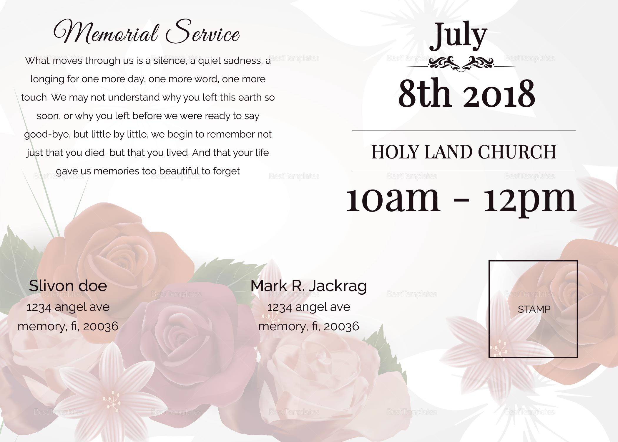 Printable Funeral Announcement Template in Adobe Photoshop Microsoft Word