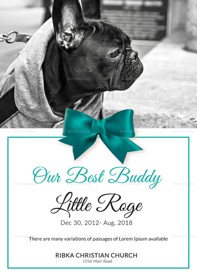 Pet Memorial Card Template in Adobe Photoshop, Microsoft Word