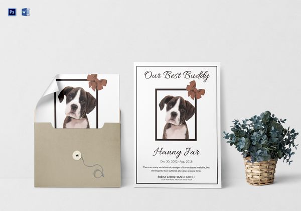 Premium Pet Memorial Card Template in Adobe Photoshop, Microsoft Word