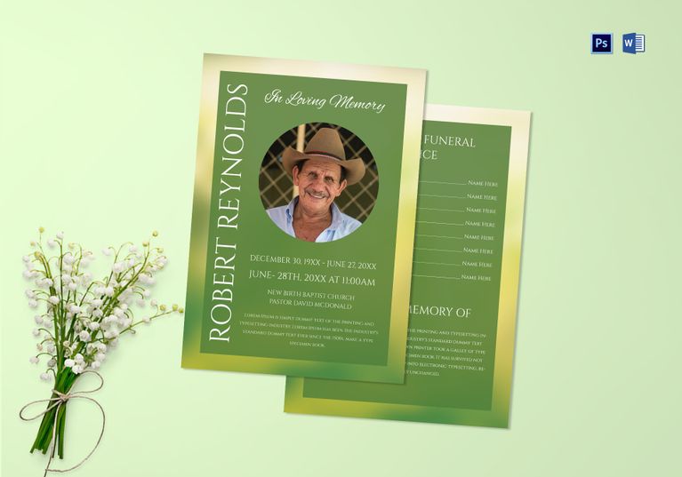 Premium Funeral Program Template in Adobe Photoshop, Microsoft Word