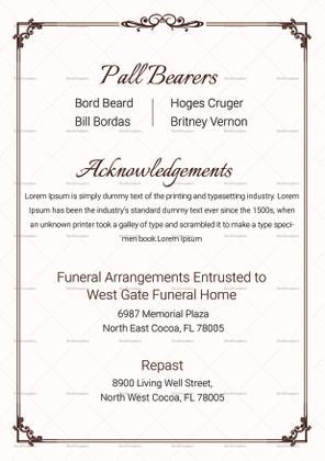 Funeral Invitation Template for Celebrities in Adobe Photoshop ...