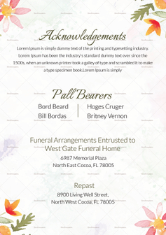 Funeral Program Template for Celebrities in Adobe Photoshop, Microsoft Word