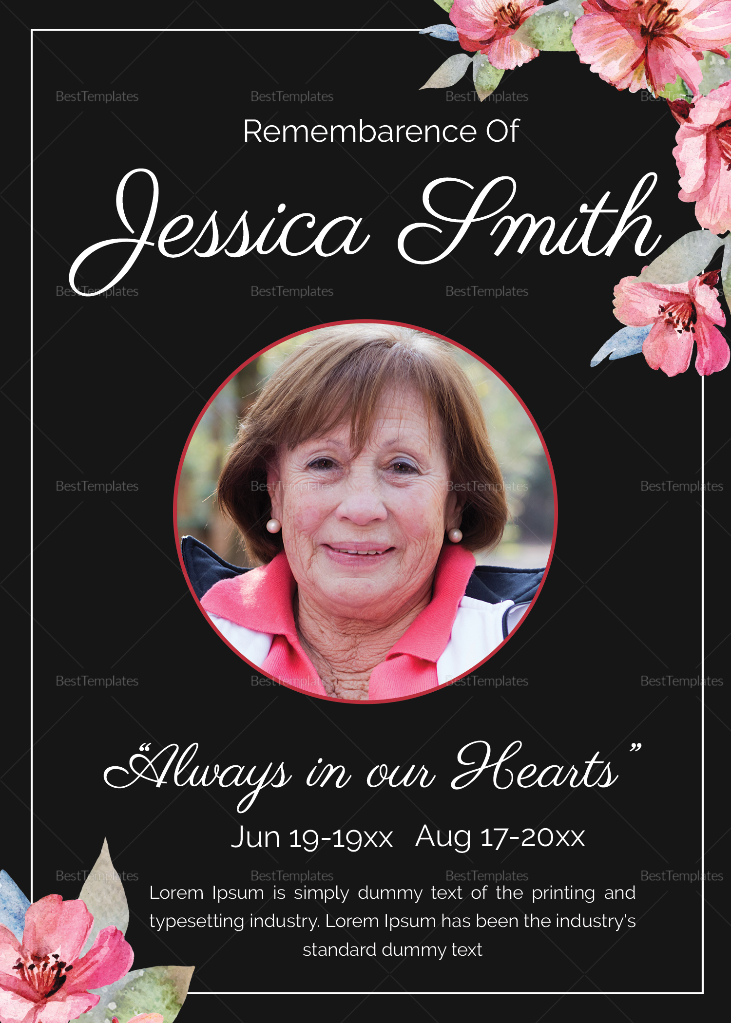 Mother's Funeral Announcement Template in Adobe Microsoft Word