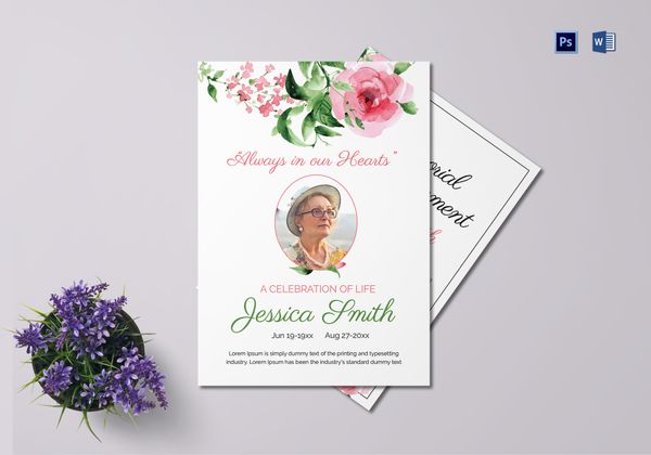 Announcement of Mother's Funeral Template in Adobe Photoshop, Microsoft ...