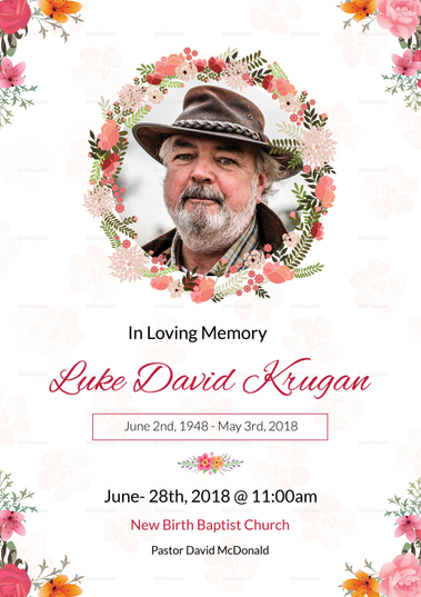 Obituary Funeral Pamphlet Template in Adobe Photoshop, Microsoft Word