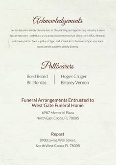 Funeral Order Service Template for Father in Adobe Photoshop, Microsoft ...