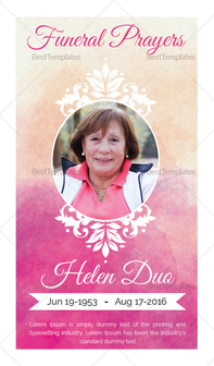 Funeral Prayer Card Template for Grandmother in Adobe Photoshop ...