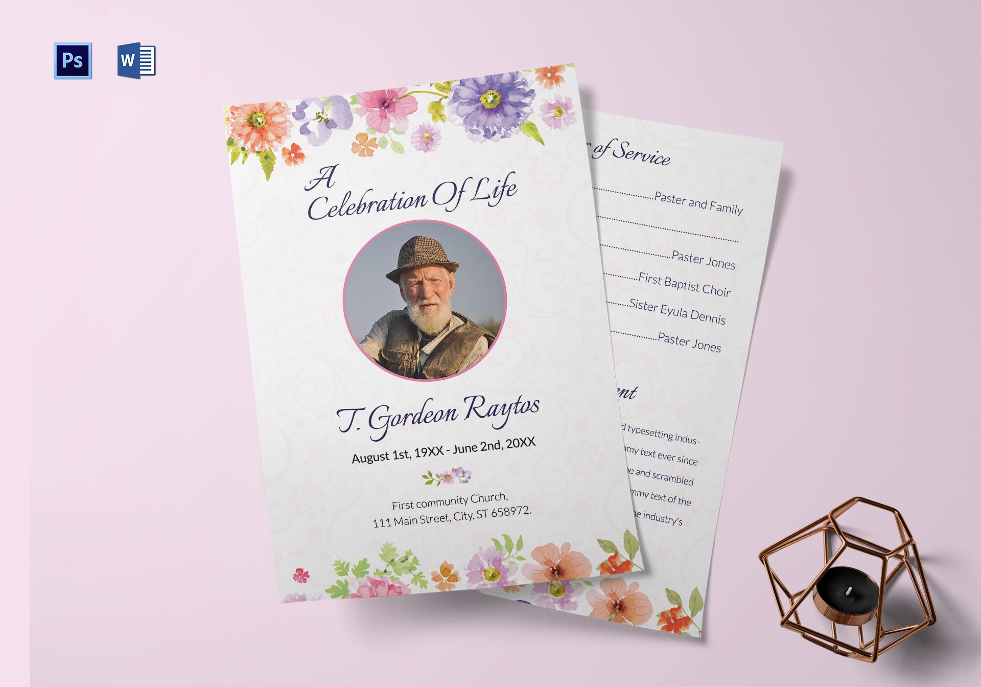 Funeral Order Of Service Invitation Template In Adobe Photoshop 