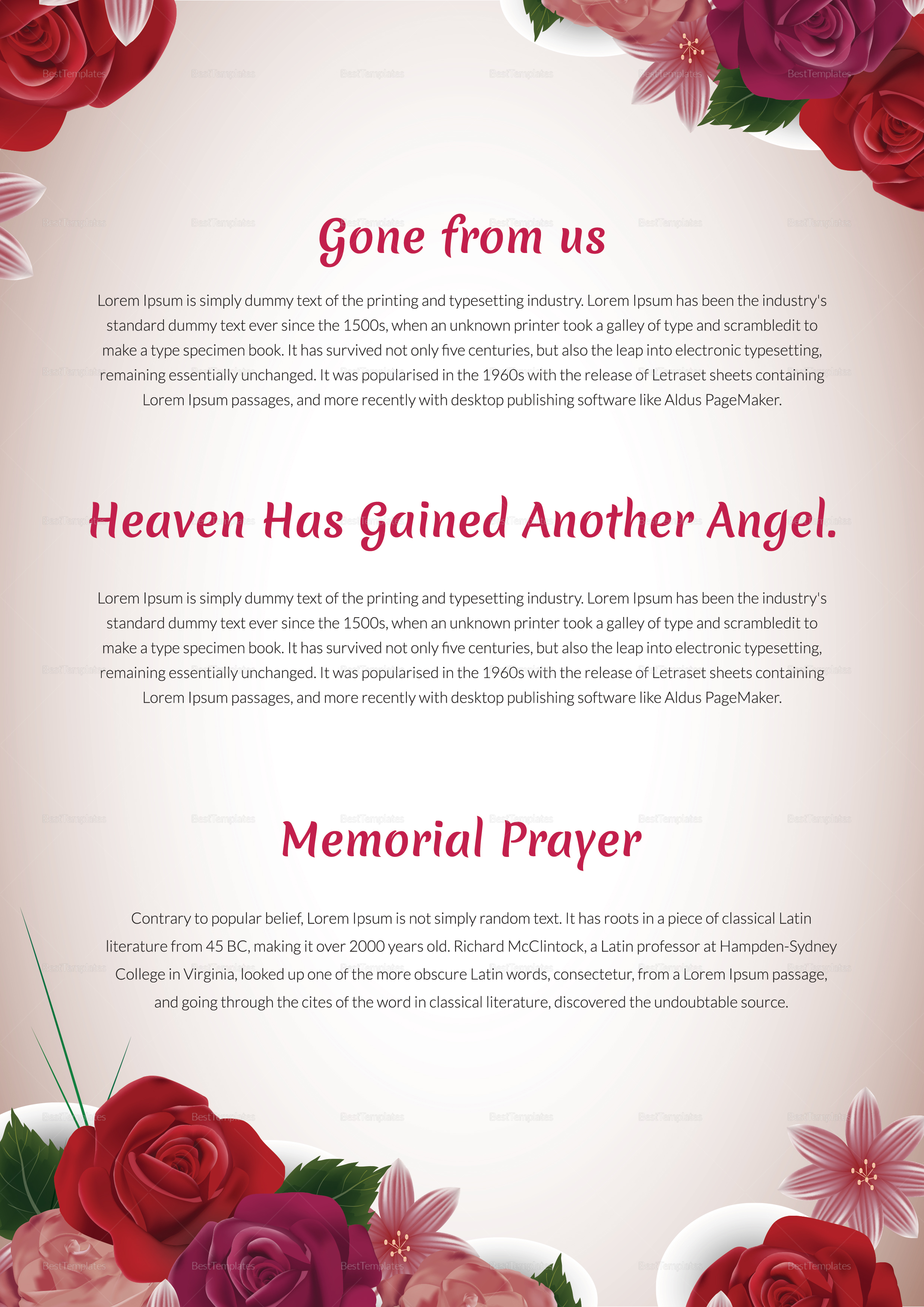 Template For Memorial Service Program