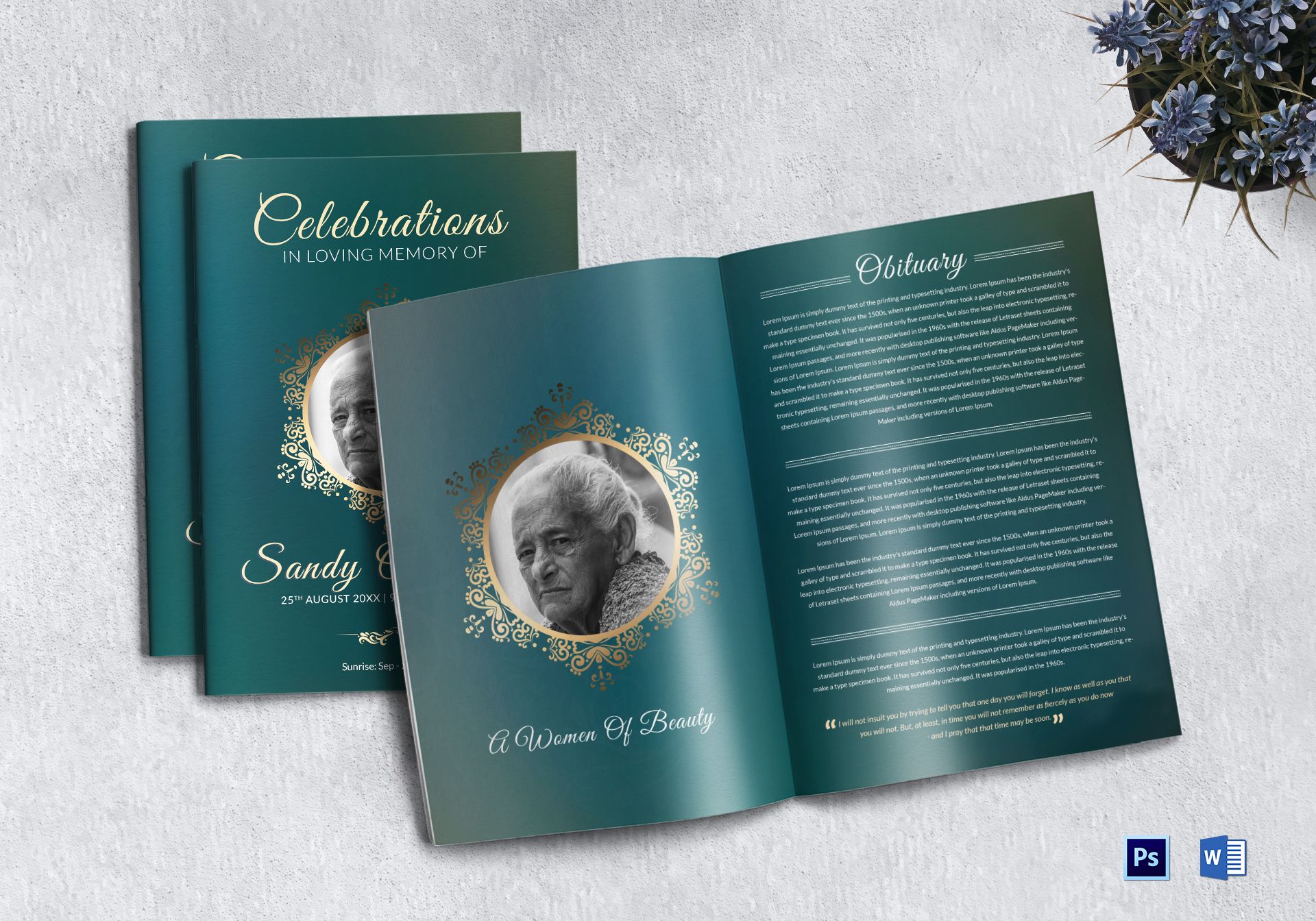 Obituary Funeral Booklet Template In Adobe Photoshop Microsoft Word