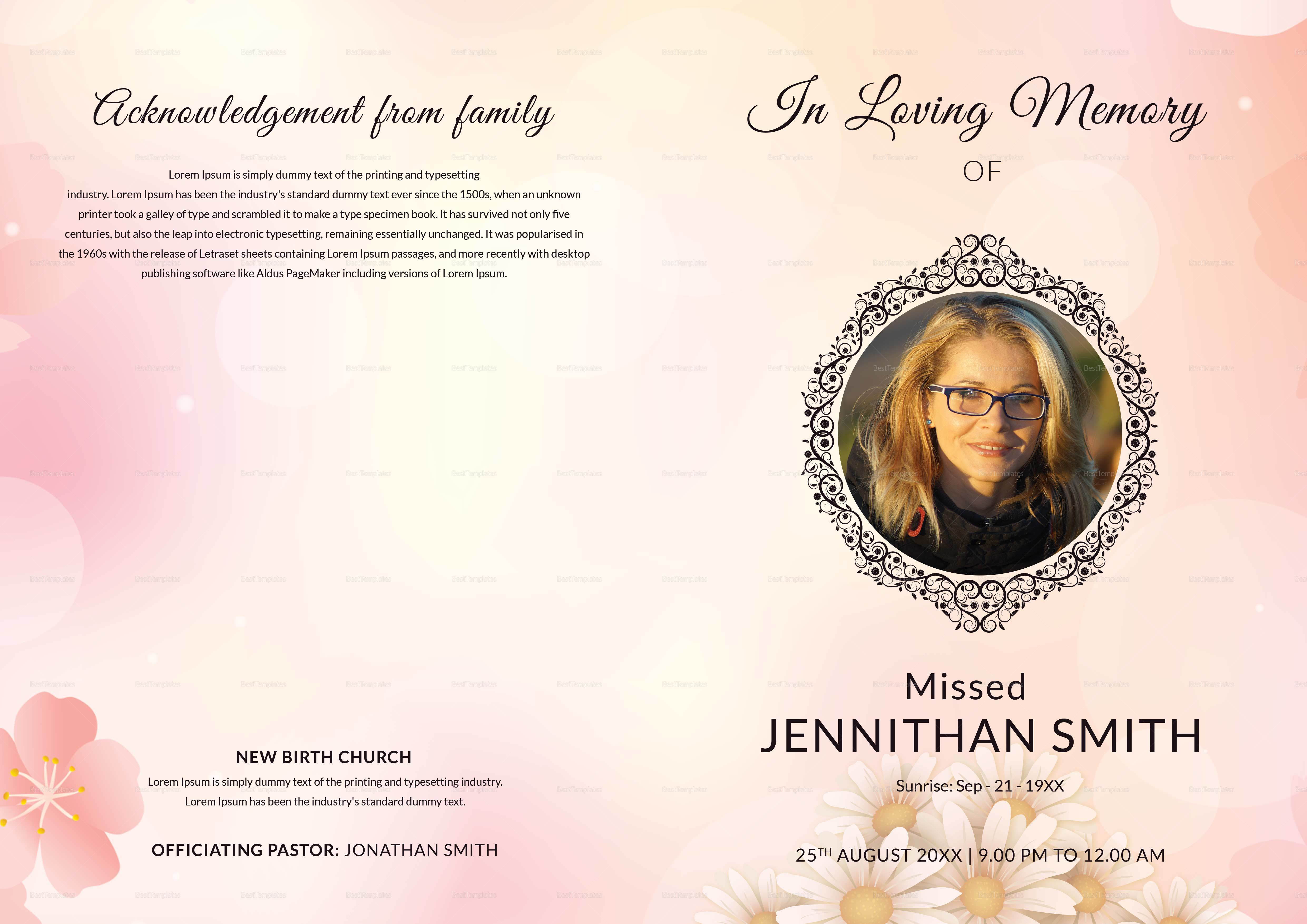 Designed Funeral Booklet Template In Adobe Photoshop, Microsoft Word