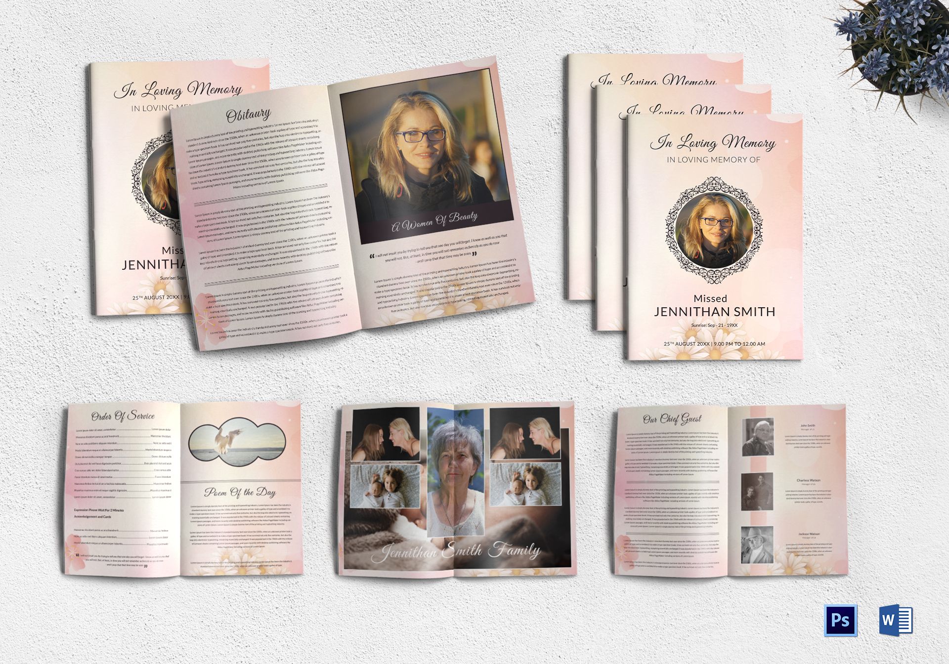 Designed Funeral Booklet Template In Adobe Photoshop Microsoft Word