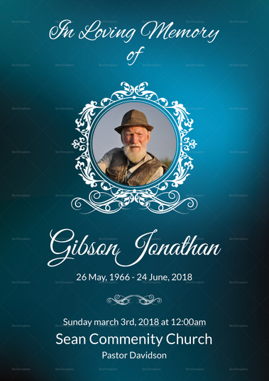 Funeral Program Bulletin Template in Adobe Photoshop, Microsoft Word