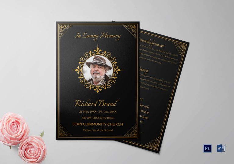 Funeral Service Bulletin Template in Adobe Microsoft Word